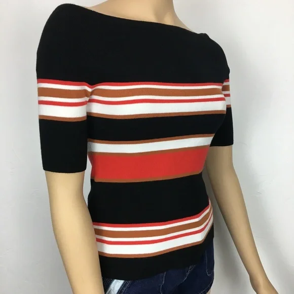 Soft Surroundings Boat Neck Striped SS Knit Top - Picture 4 of 8